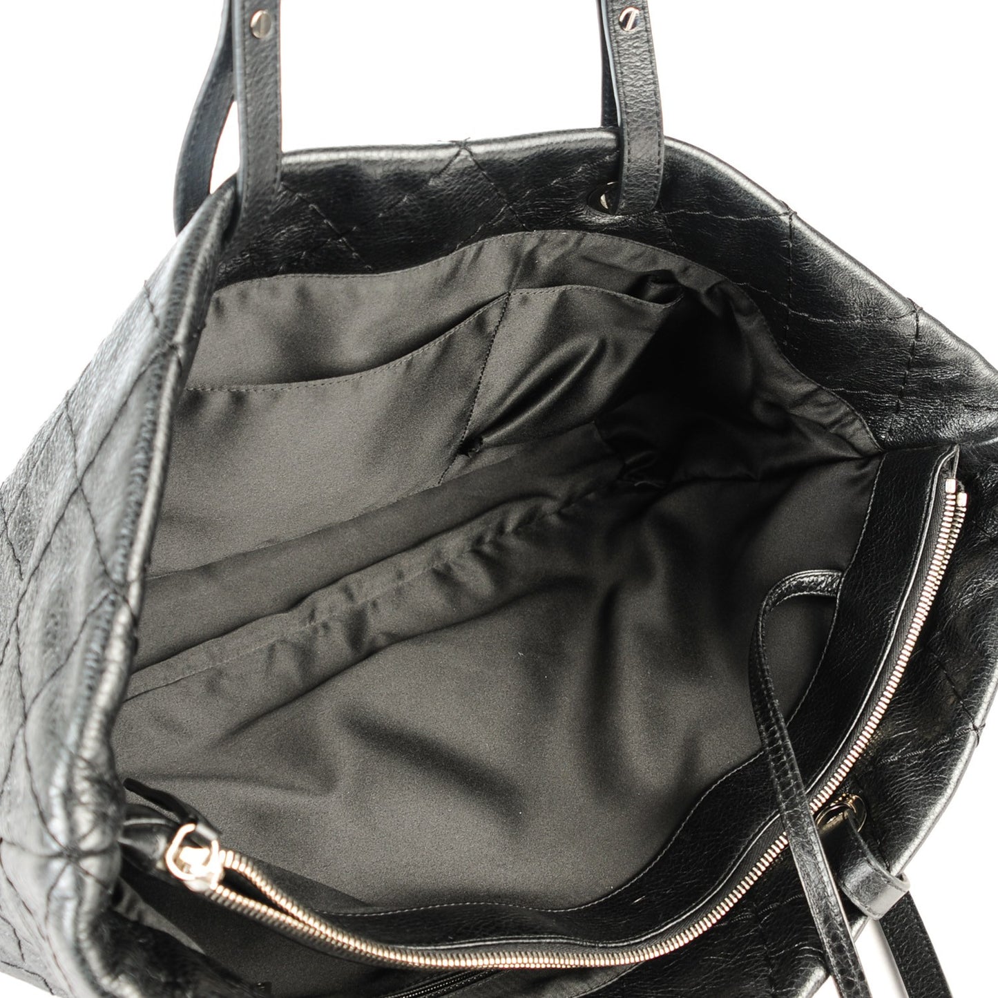Glazed Calfskin Large On The Road Tote Black