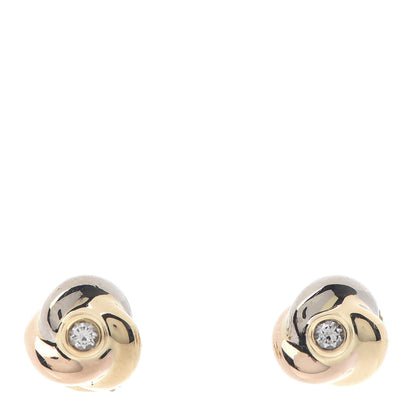 Cartier 18K Pink Yellow White Gold Diamond Trinity Stud Earrings 1 of 6