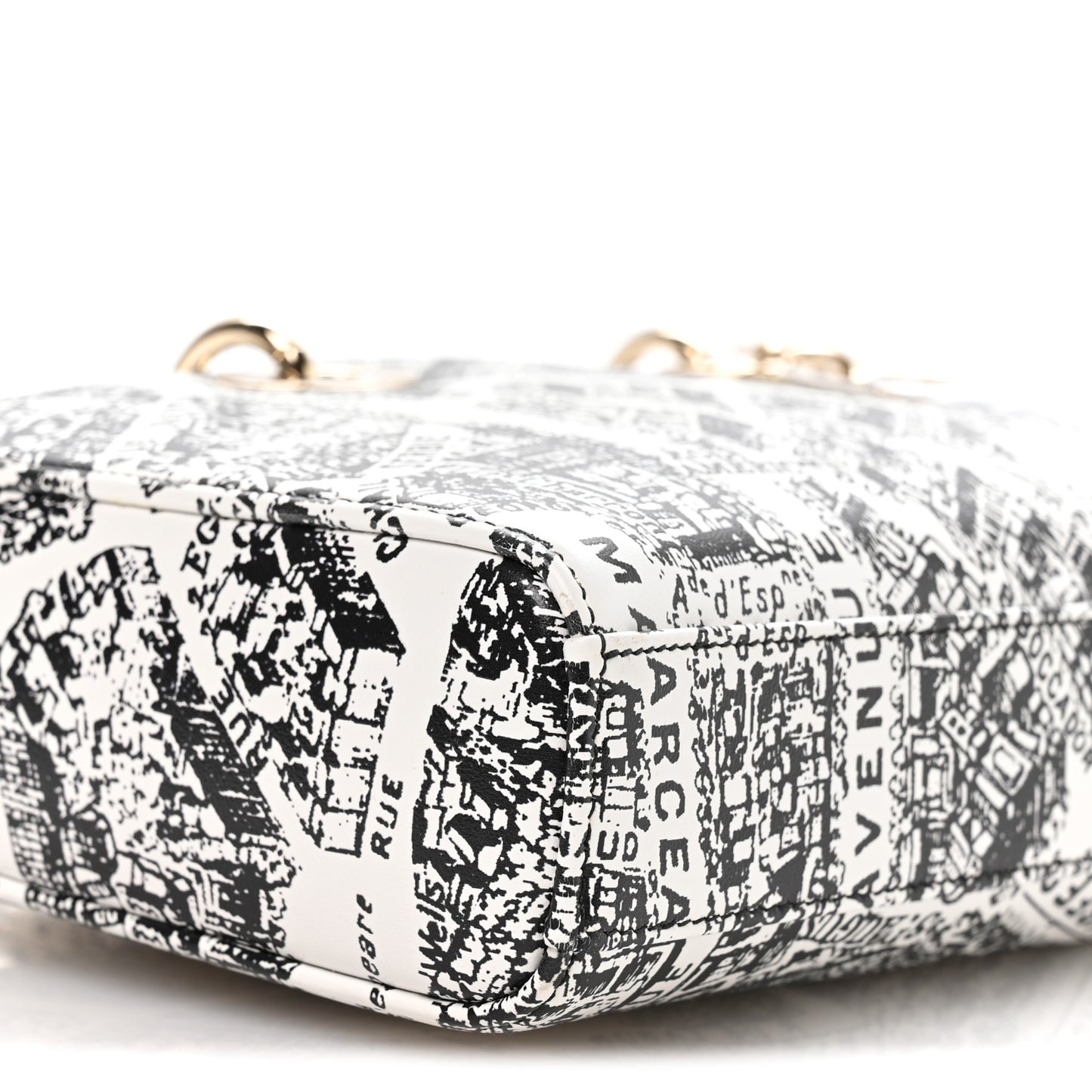 Calfskin Plan De Paris Printed Medium Lady D-Joy White Black