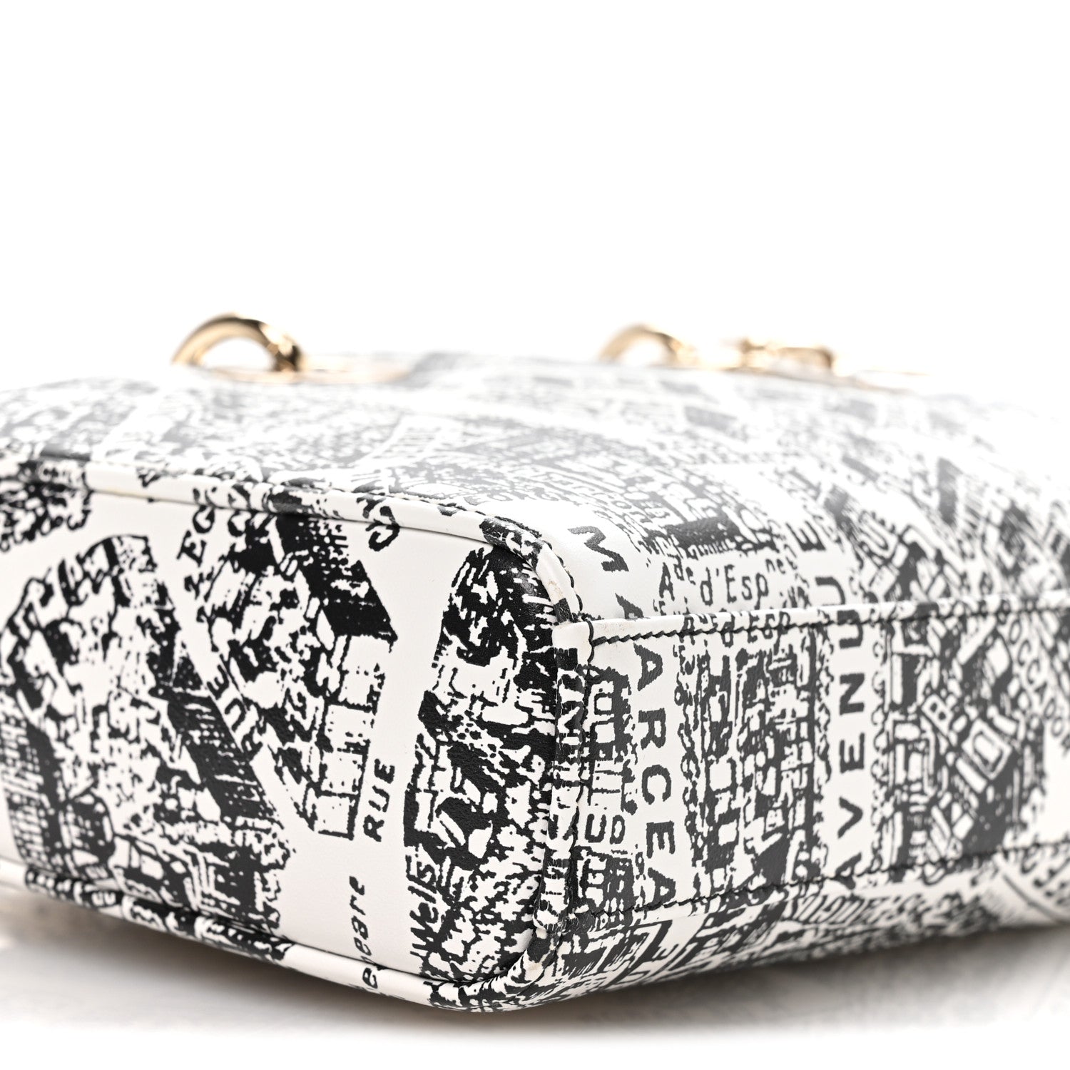 Christian Dior Calfskin Plan De Paris Printed Medium Lady D-Joy White Black 9 of 10