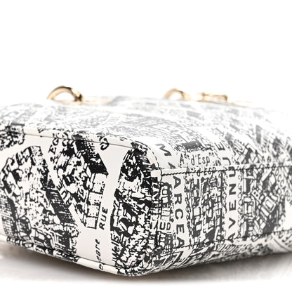 Christian Dior Calfskin Plan De Paris Printed Medium Lady D-Joy White Black 9 of 10