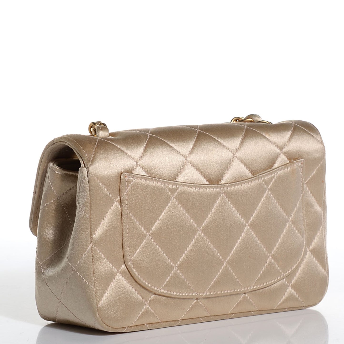 Satin Quilted Mini Rectangular Flap Gold