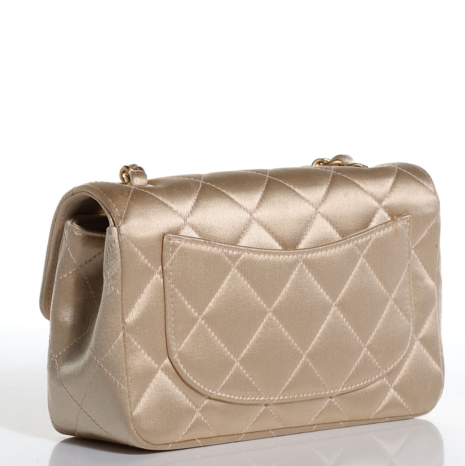 Chanel Satin Quilted Mini Rectangular Flap Gold 3 of 7