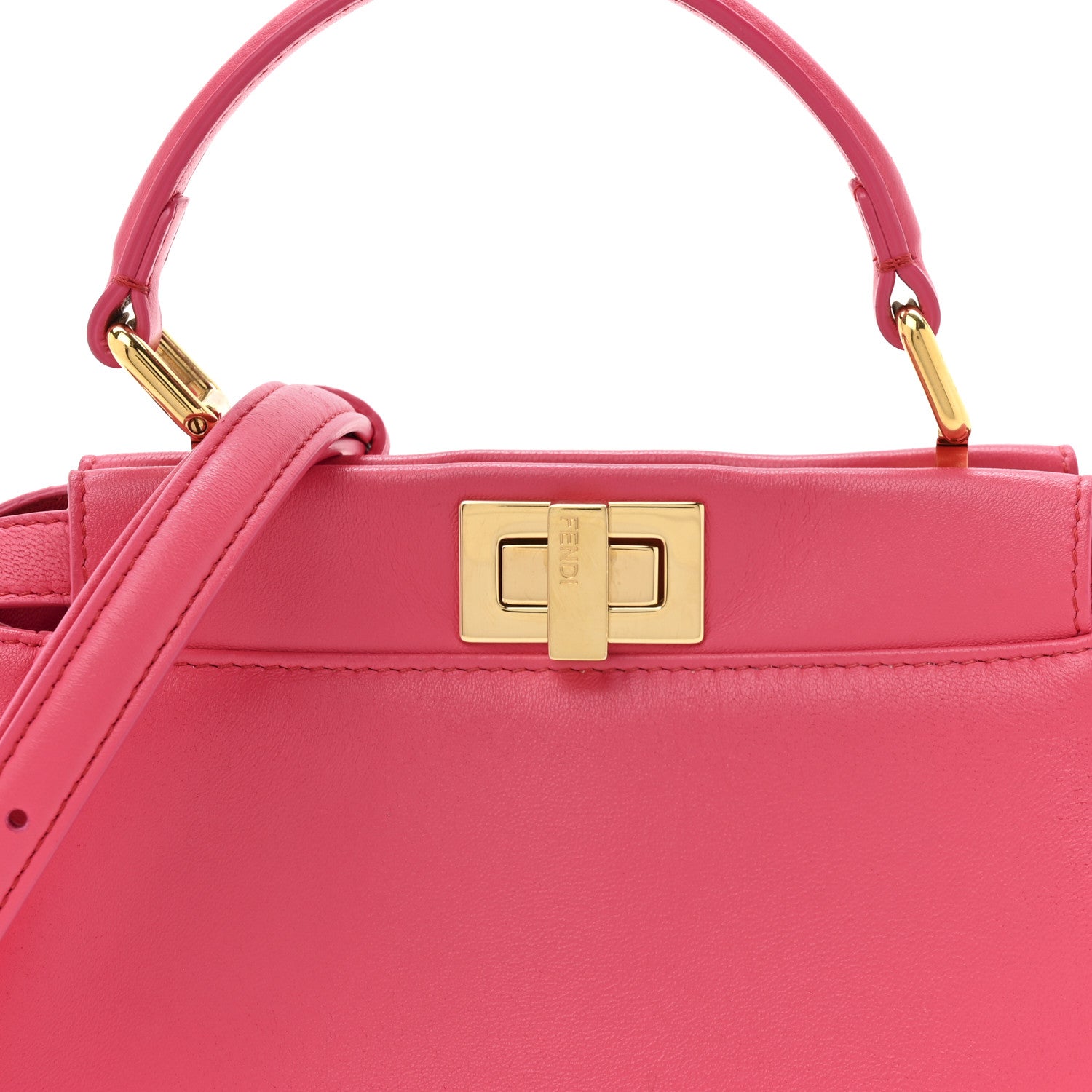 Fendi Nappa Stacked Bar Mini Peekaboo Iconic Satchel Lampone 9 of 15
