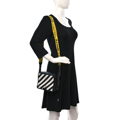 Off-White Calfskin Diag Flap Bag Black White 2 of 9