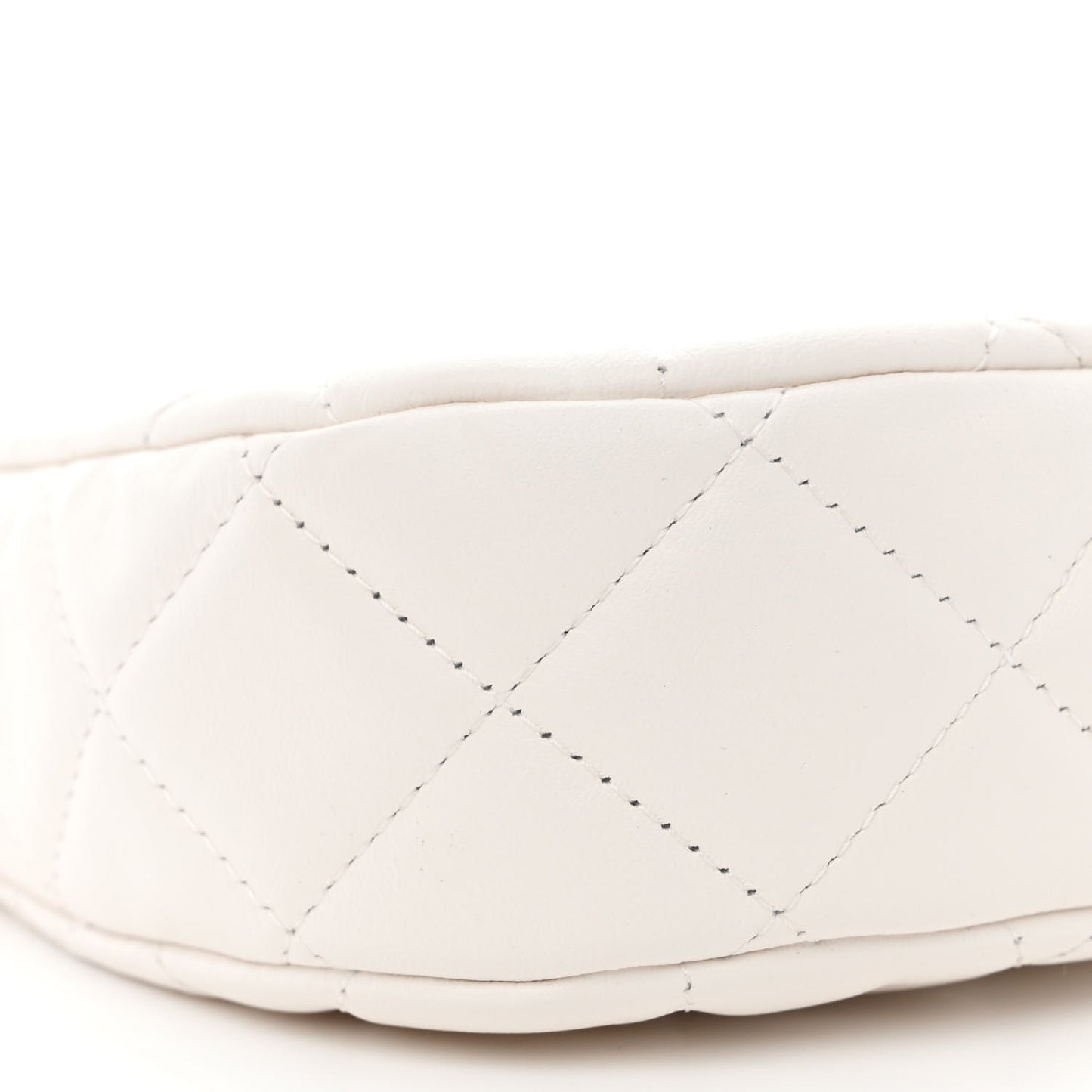 Crumpled Calfskin Quilted Braided CC Small Hobo White