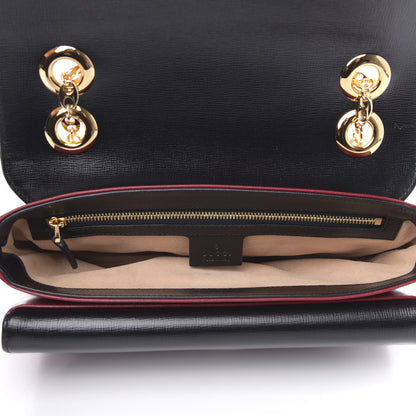 Gucci Azalea Calfskin Bi-Color Small Marina Chain Shoulder Bag New Cherry Red Black 5 of 9
