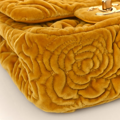 Chanel Velvet Camellia Embossed Mini Square Flap Yellow 8 of 10