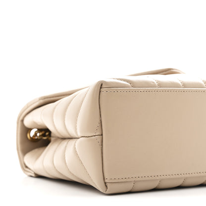Saint Laurent Calfskin Y Quilted Monogram Small Loulou Chain Satchel Dark Beige 10 of 11