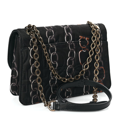 Salvatore Ferragamo Silk Twill Quilted Print Gancini Flap Bag Black 2 of 7
