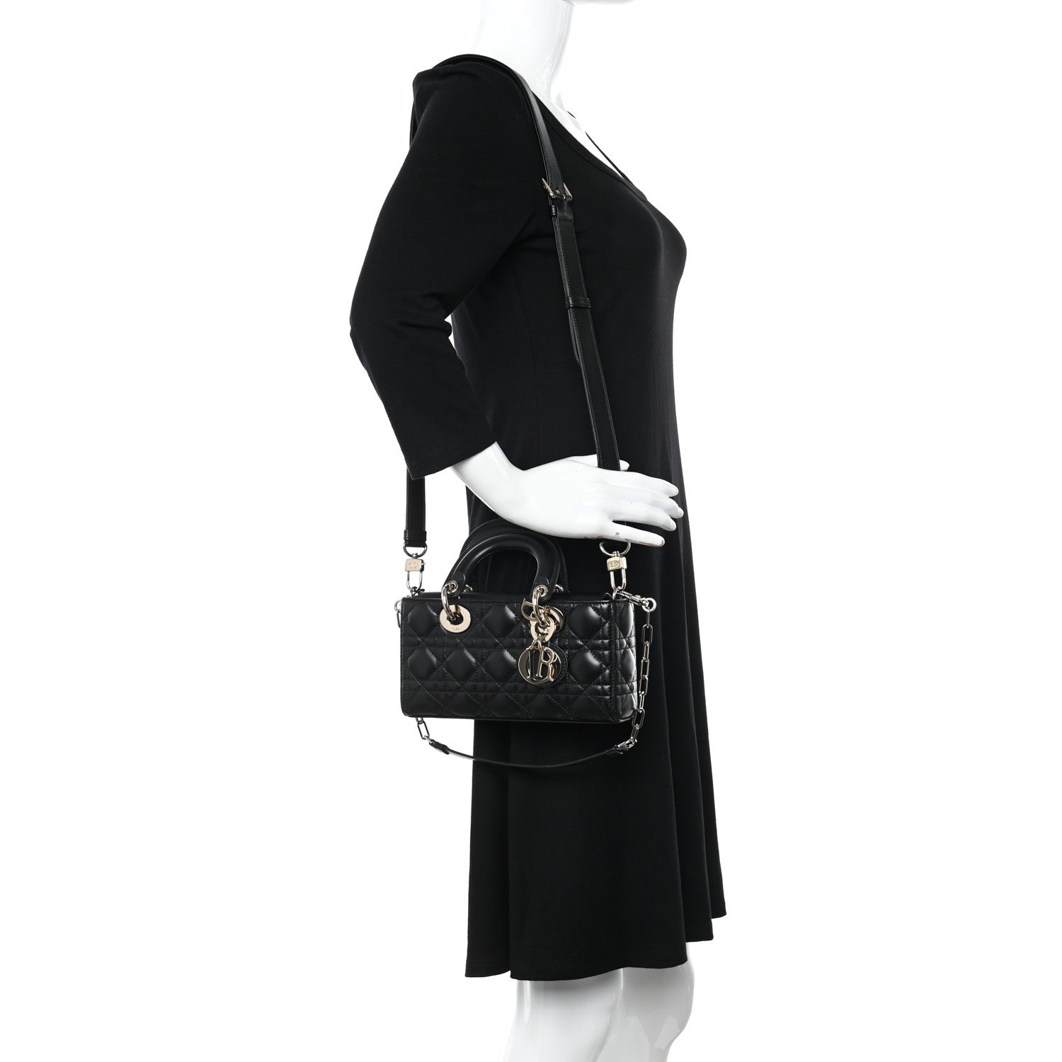 Christian Dior Lambskin Cannage Small Lady D-Joy Black 2 of 9