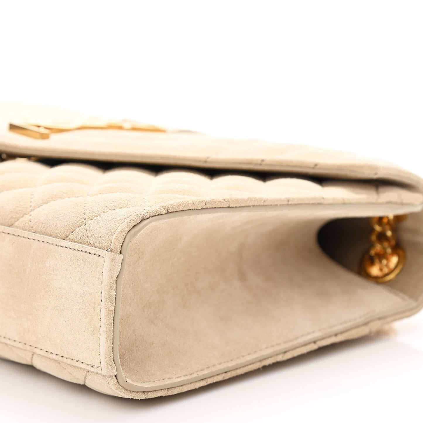 Suede Mixed Matelasse Triquilt Medium Monogram Envelope Satchel Sea Salt