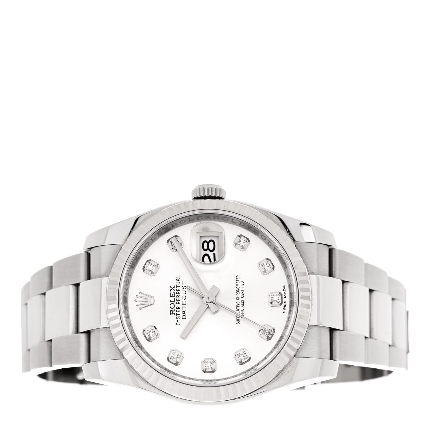 Stainless Steel 18K White Gold Diamond 36mm Oyster Perpetual Datejust Watch Silver 116234