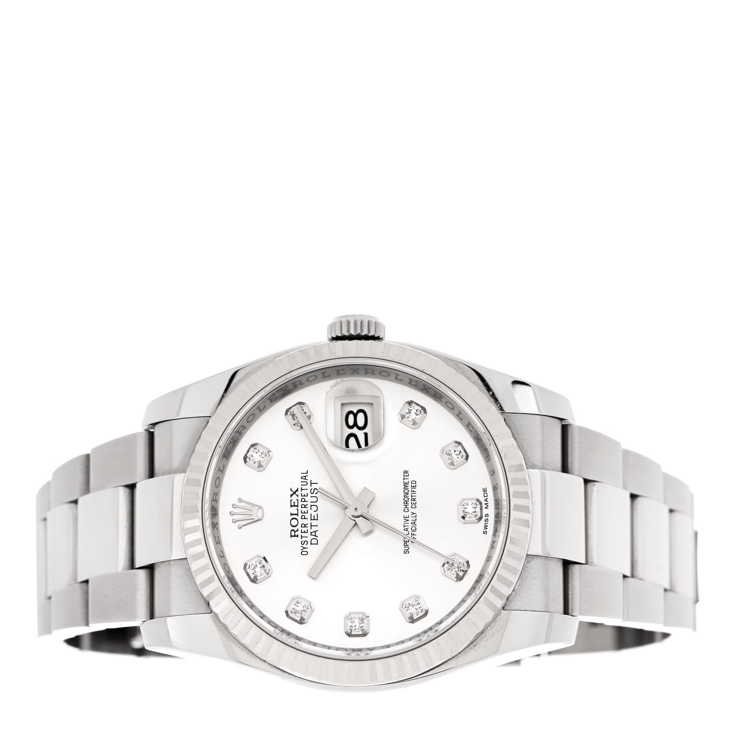 Rolex Stainless Steel 18K White Gold Diamond 36mm Oyster Perpetual Datejust Watch Silver 116234 2 of 5