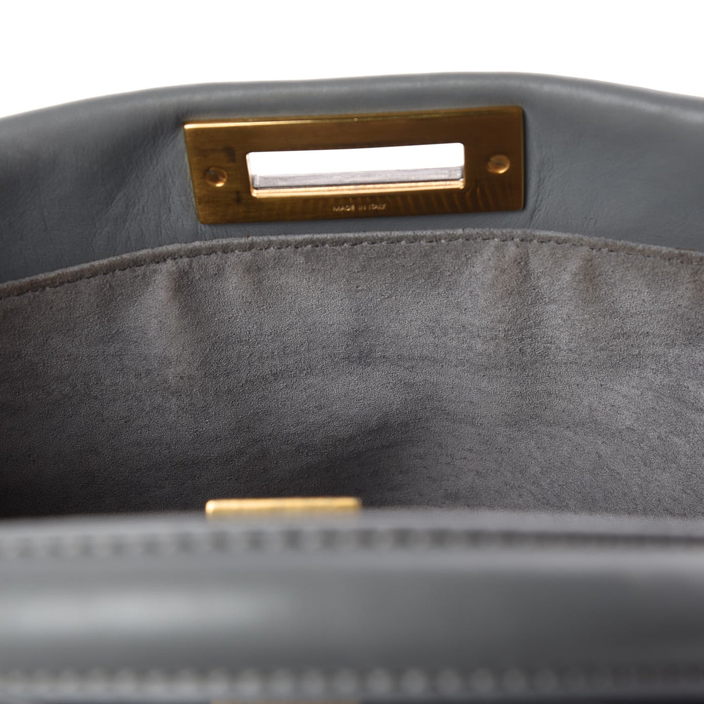 Vitello Suede Medium Peekaboo Iconic Satchel Grigio Chiaro