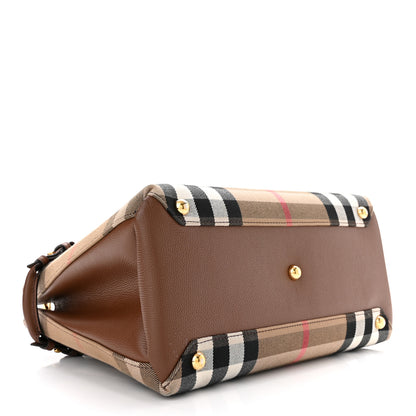 Burberry House Check Grainy Calfskin Medium Banner Tote Brown 4 of 9