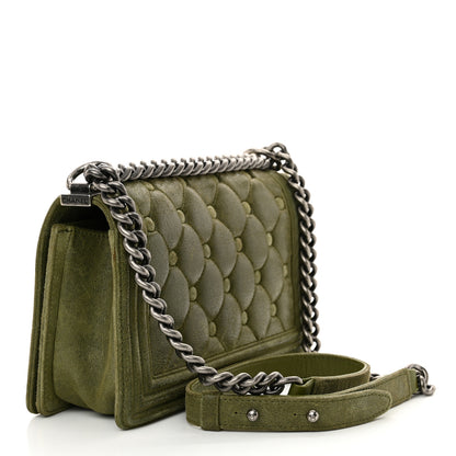 Chanel Goatskin Chesterfield Quilted Medium Celtic Boy Flap Green 3 of 11