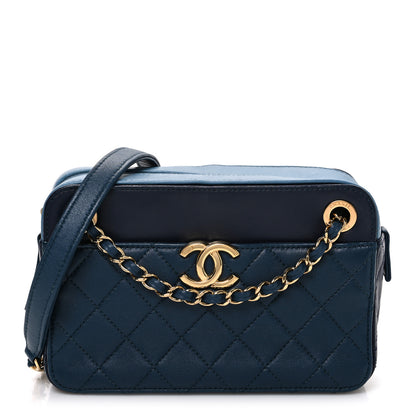 Chanel Lambskin Quilted Small In & Out Camera Case Navy Light Blue 1 of 10