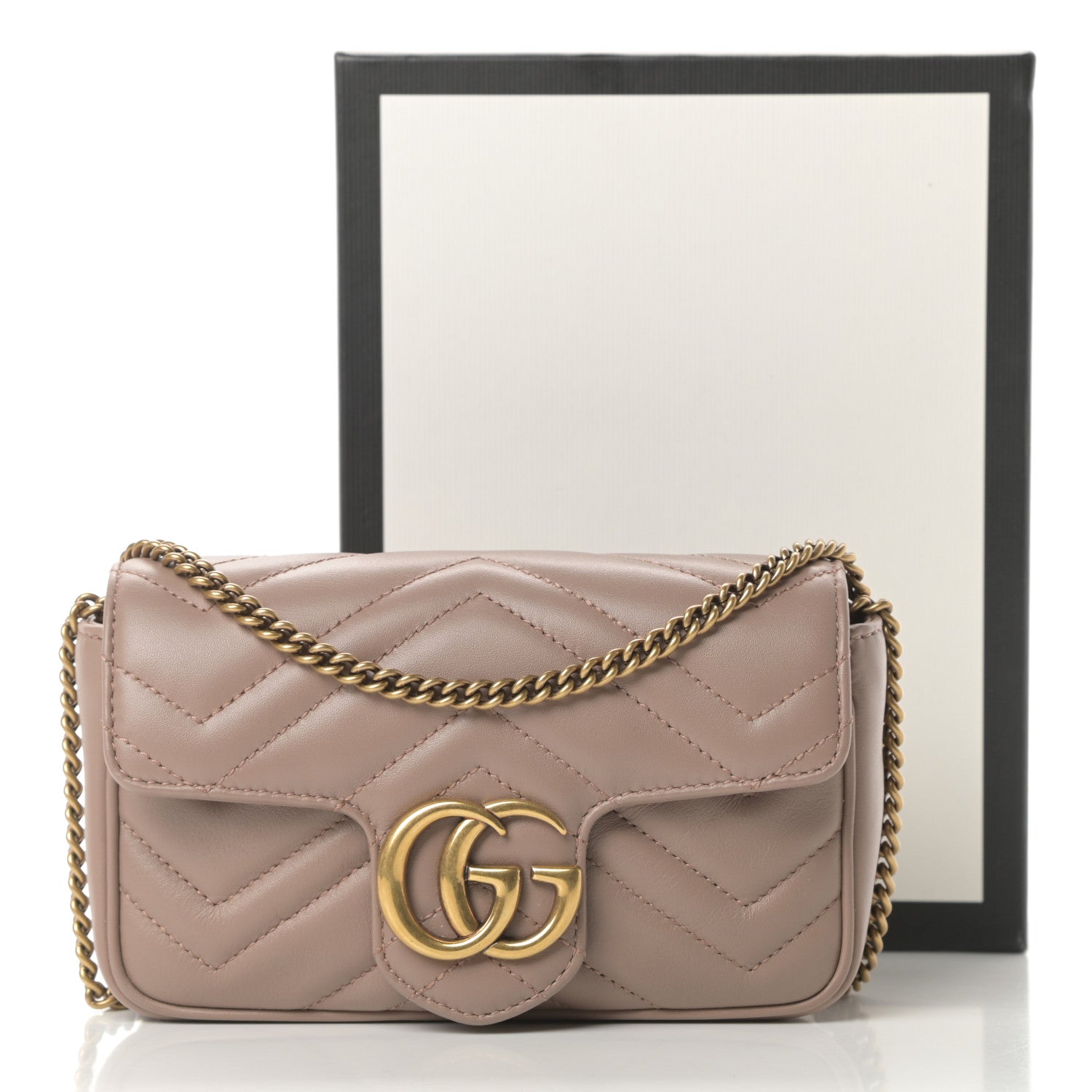 Gucci Calfskin Matelasse Super Mini GG Marmont Shoulder Bag Porcelain Rose 12 of 12
