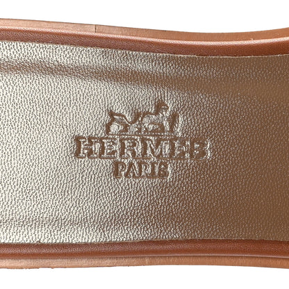 Hermes Box Calfskin Oran Sandals 35 Gold 7 of 9