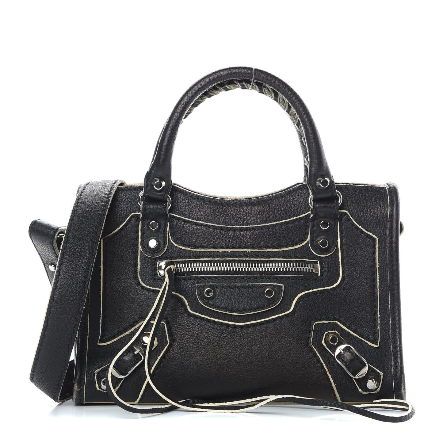 Supple Grained Calfskin Classic Silver Hardware Highlight Mini City Black