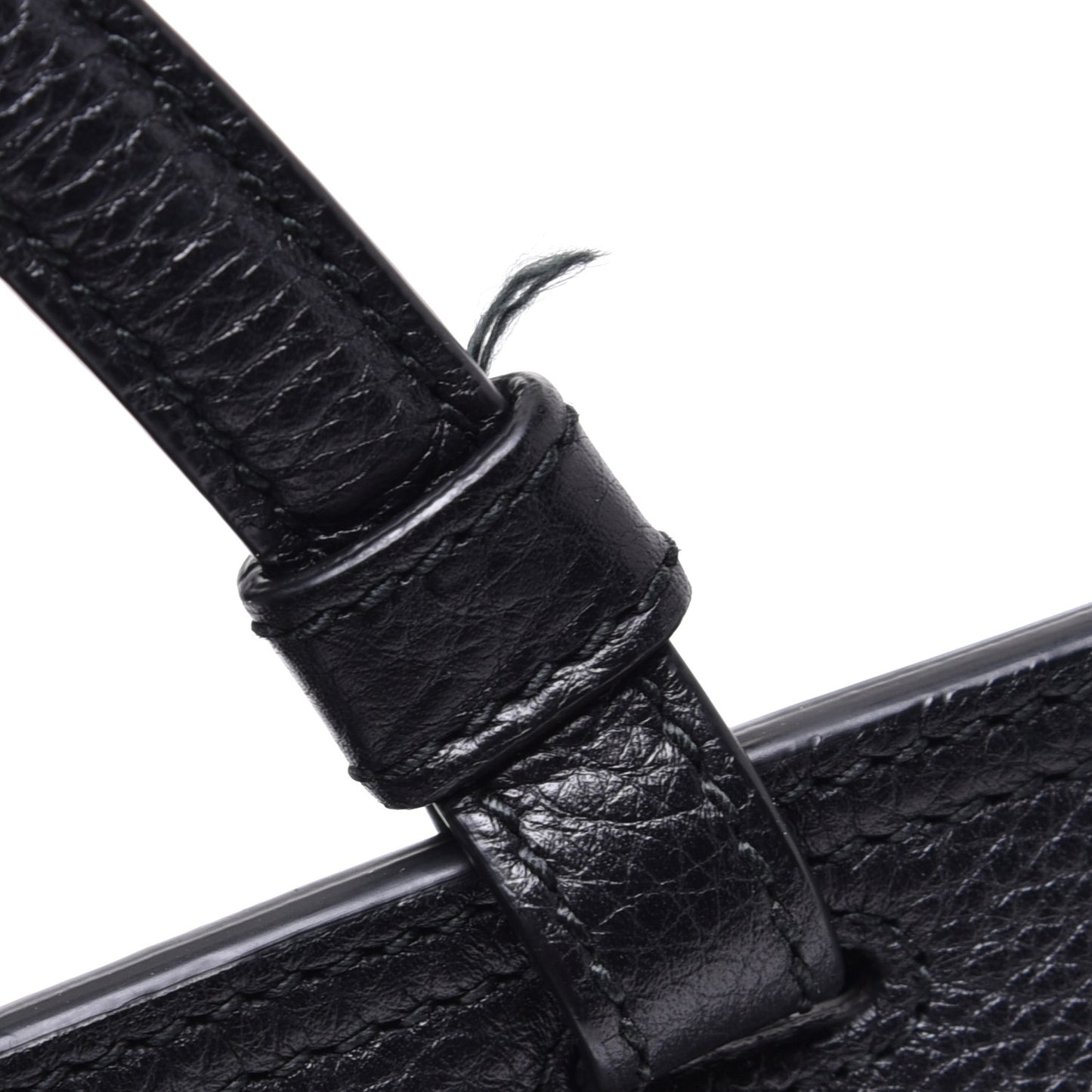 Pebbled Calfskin Large Bamboo Daily Top Handle Bag Black