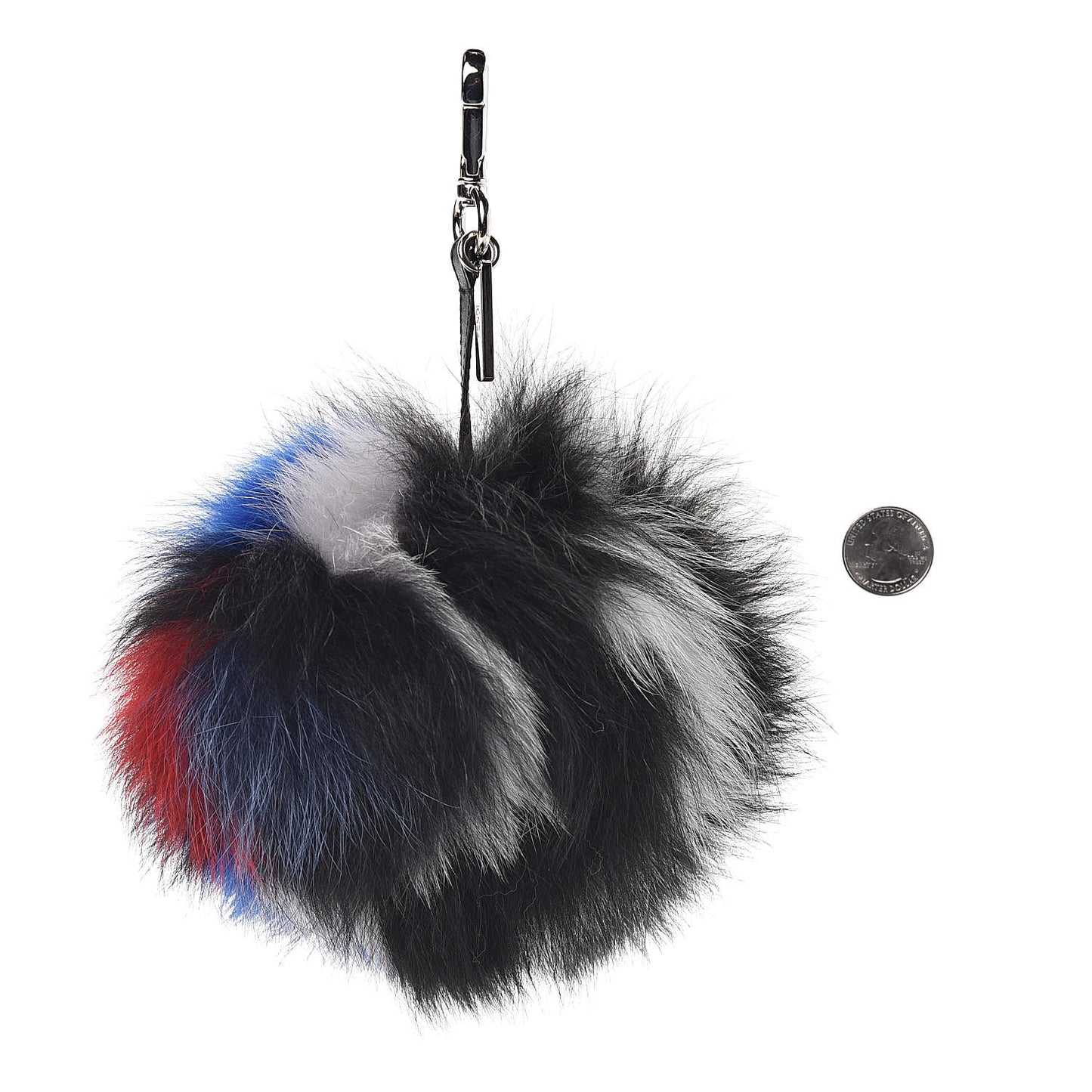 Fox Fur Hypnoteyes Pom Pom Bag Charm Yellow Blue Multicolor