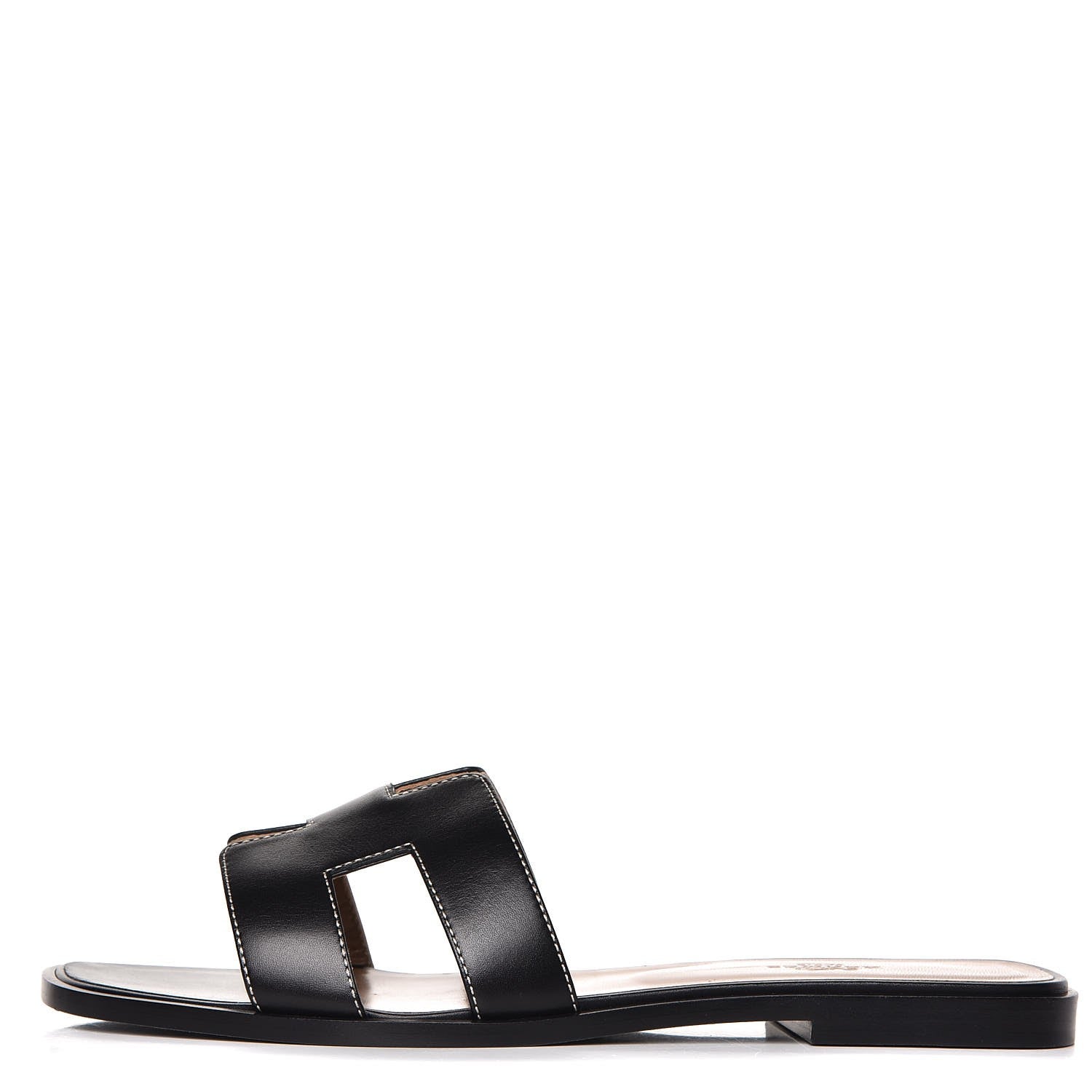 Hermes Box Calfskin Oran Sandals 40 Black 1 of 11