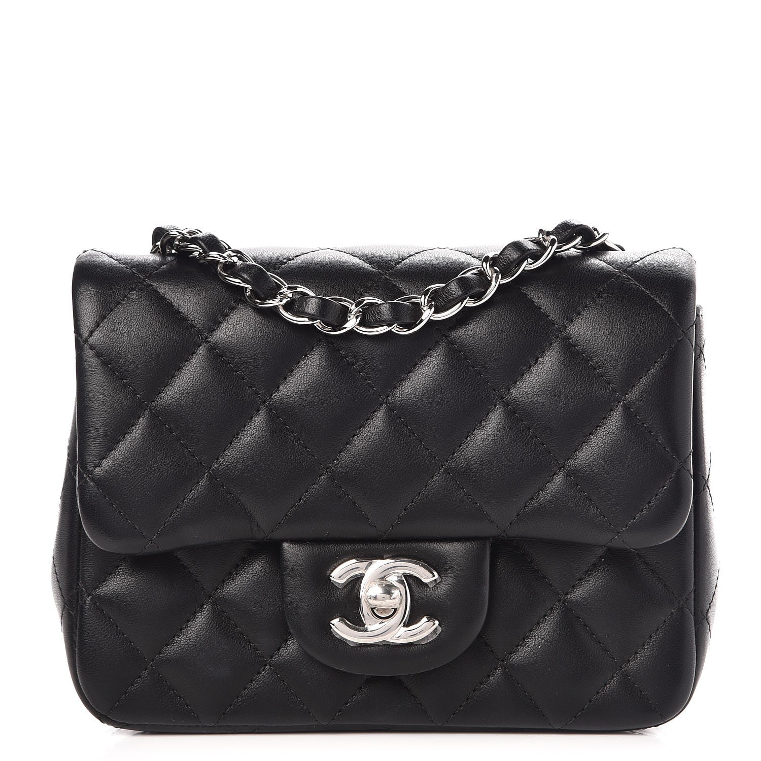 Chanel Lambskin Quilted Mini Square Flap Black 1 of 8