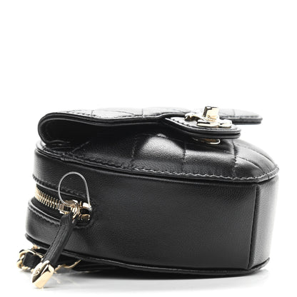 Chanel Lambskin Quilted CC In Love Heart Waist Belt Bag With Chain Black 4 of 11