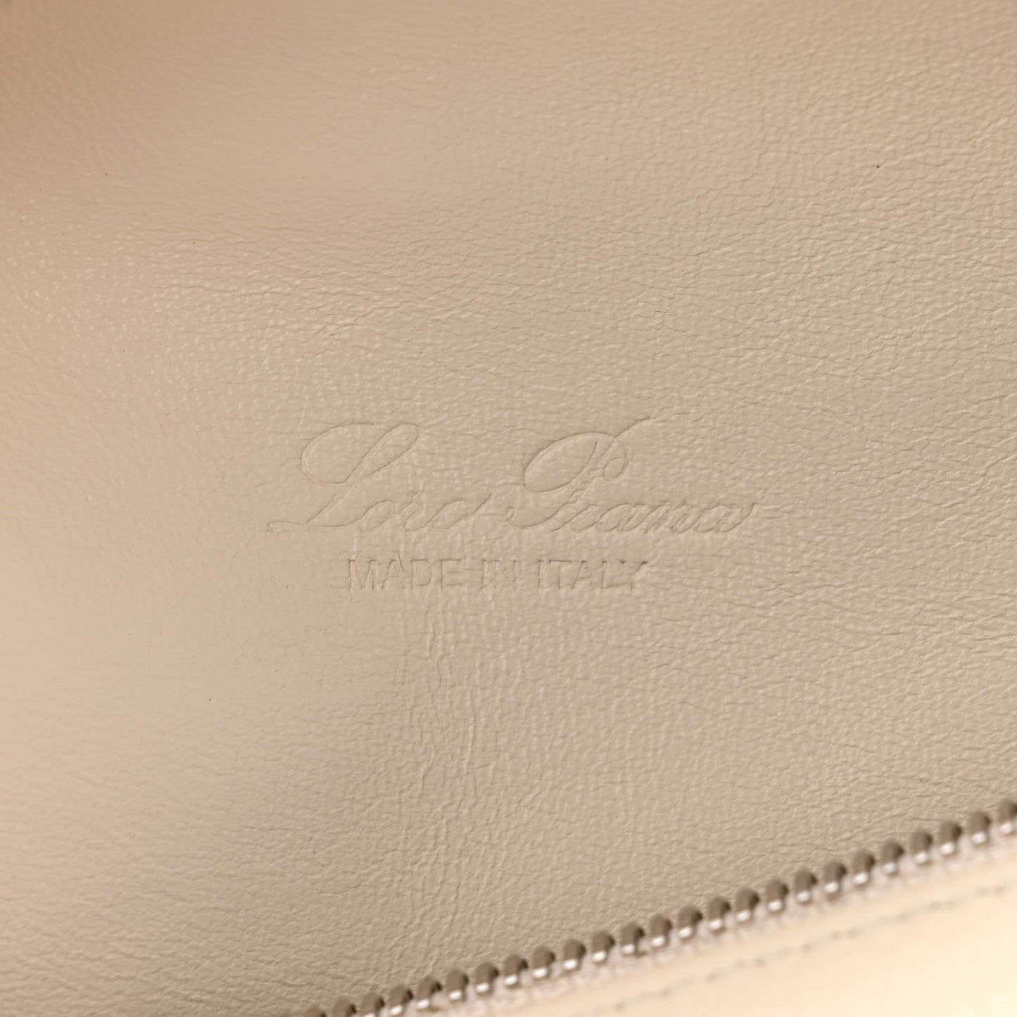 LORO PIANA Grained Calfskin L19 Extra Pocket Pouch Whisper White