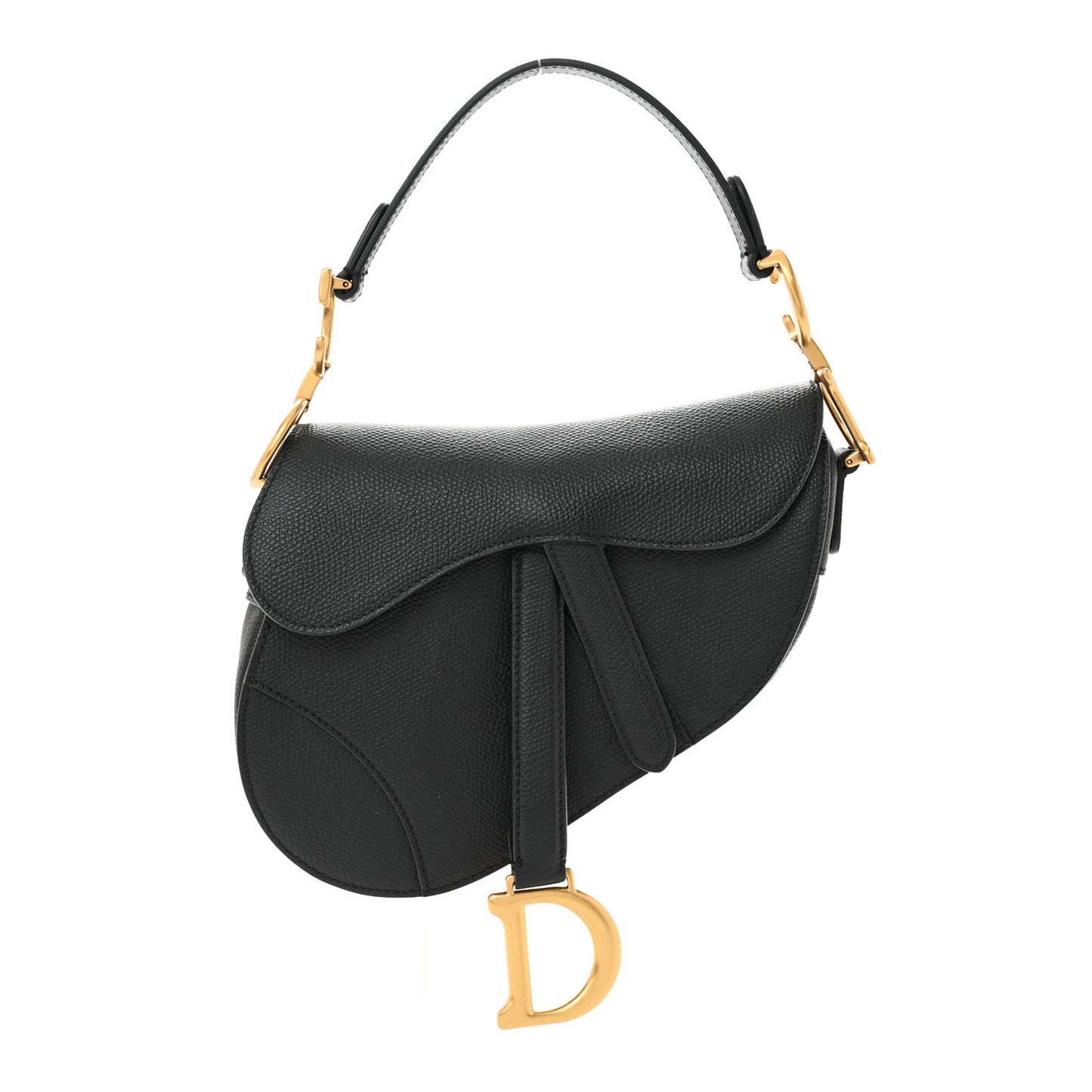 Grained Calfskin Mini Saddle Bag Black