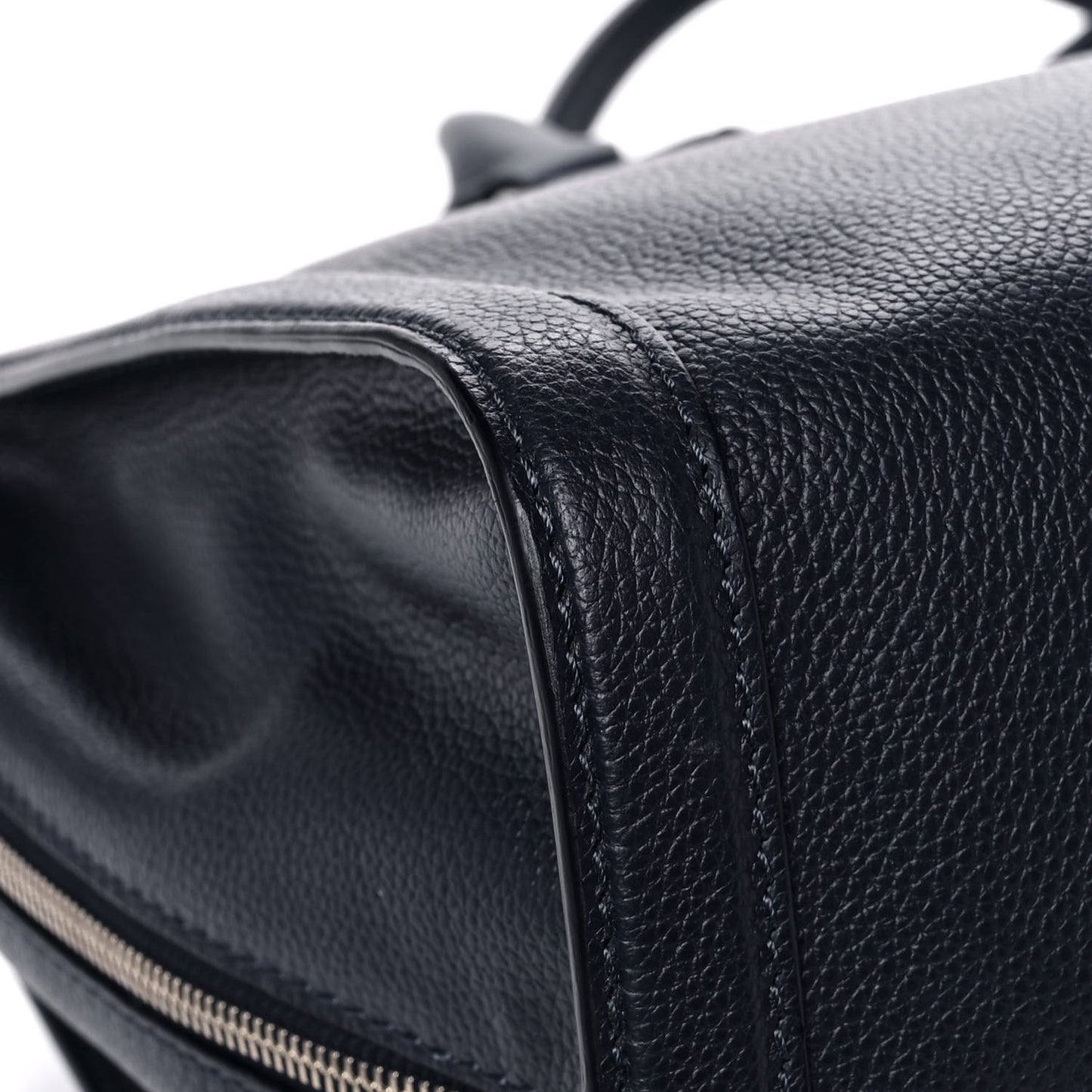 Pebbled Calfskin Large Skull Padlock Zip Around Tote Navy