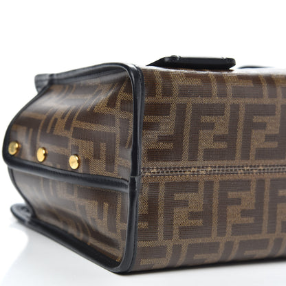 Fendi Glazed Fabric Vitello Century FF 1974 Stamp Patch Mini Peekaboo Defender Cover Mogano Panna Black 7 of 9