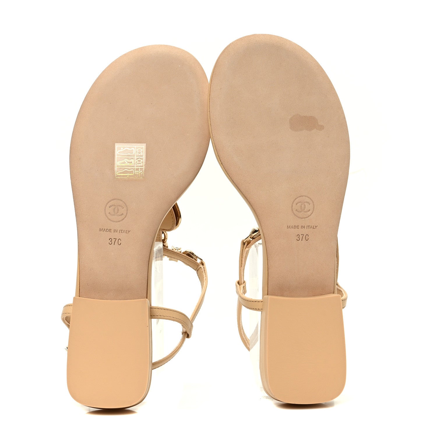Chanel Lambskin Metal Heart Thong Sandals 37 Beige 5 of 7