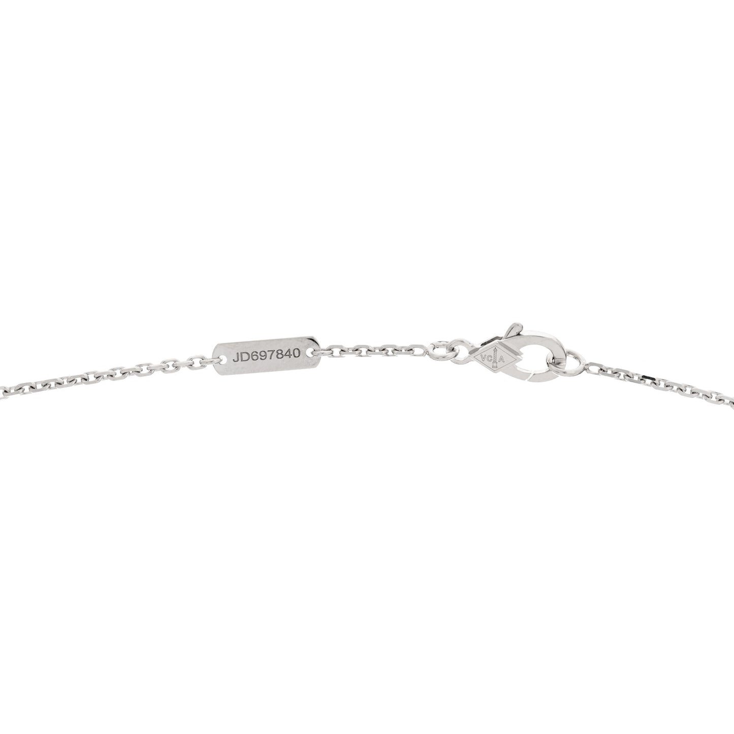 18K White Gold Chalcedony Vintage Alhambra Pendant Necklace