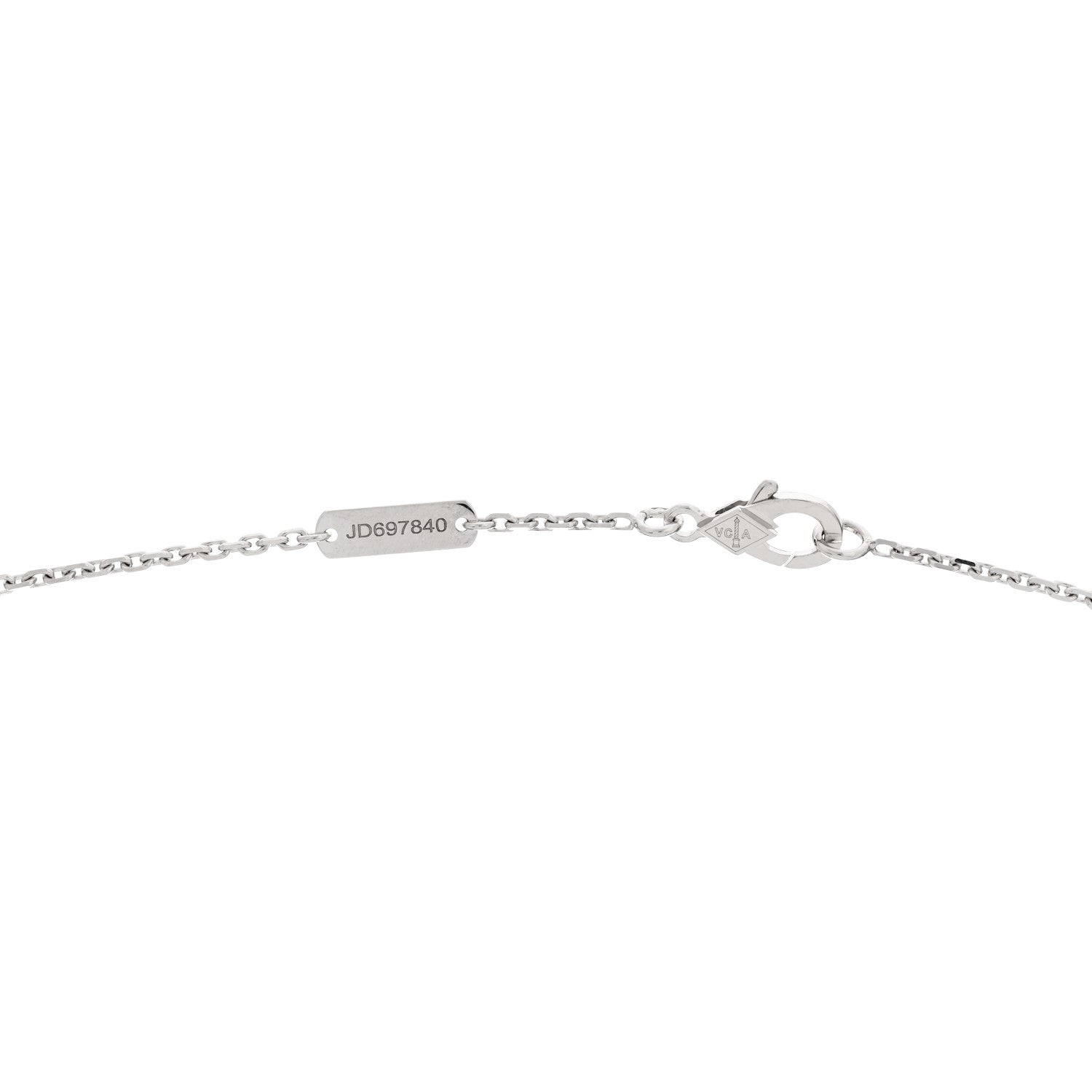 Van Cleef & Arpels 18K White Gold Chalcedony Vintage Alhambra Pendant Necklace 5 of 6