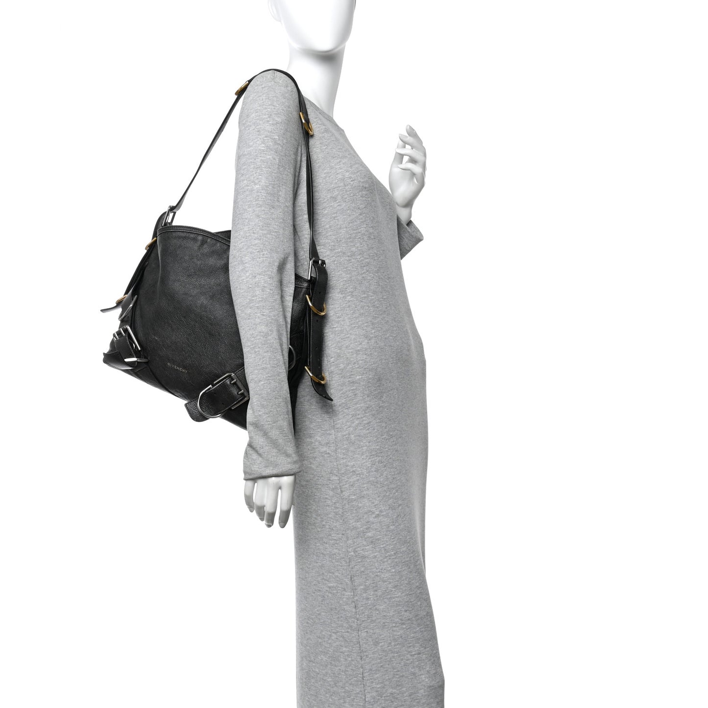 Aged Calfskin Medium Voyou Boyfriend Bag Black