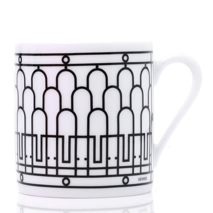Hermes Porcelain H Deco Coffee Cup And Saucer Set Of 2 Black 5 of 7