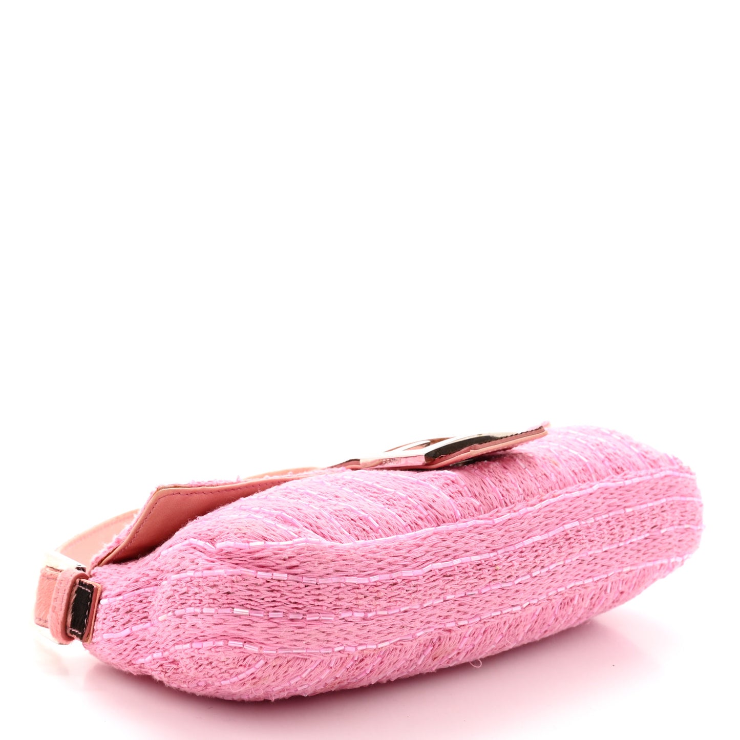 Knit Calf Hair Beaded Baguette Pink