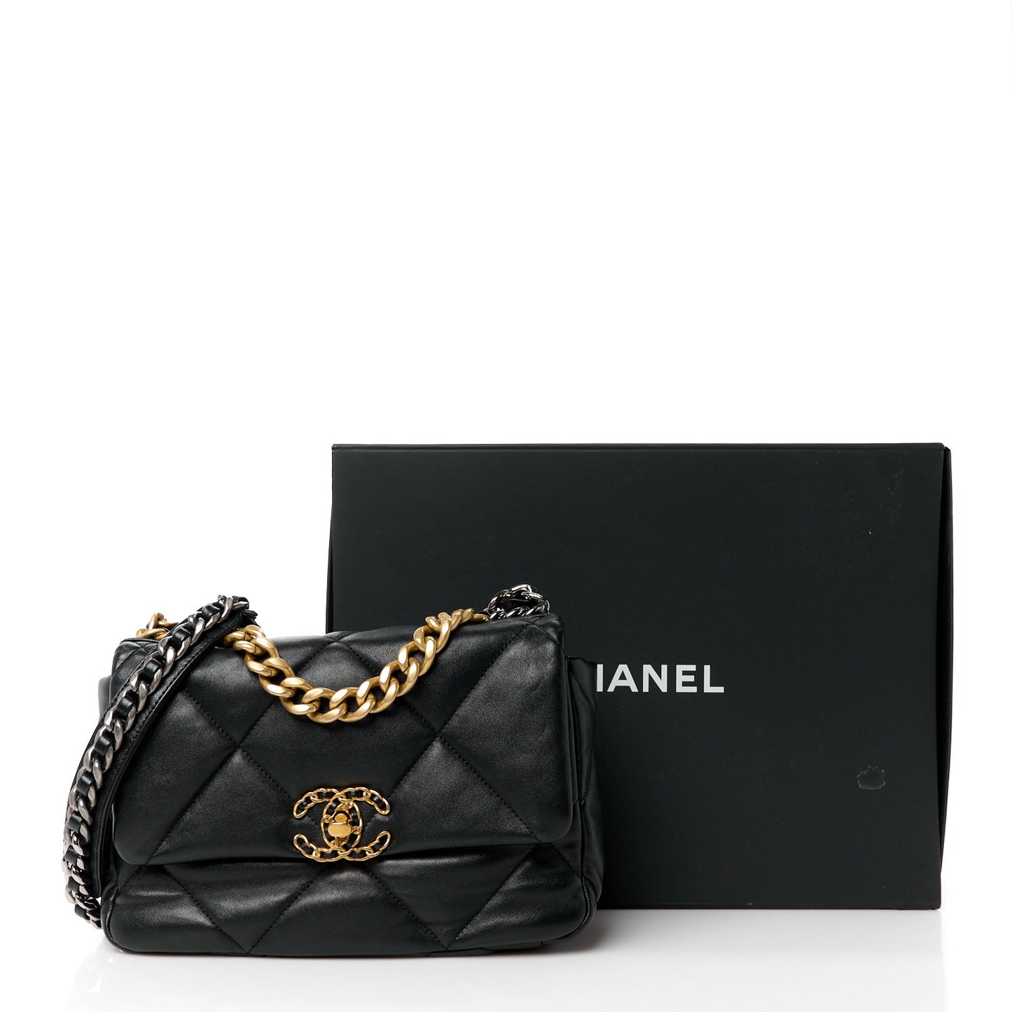 Lambskin Quilted Medium Chanel 19 Flap Black