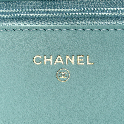 Chanel Lambskin Quilted Chanel 19 Wallet On Chain WOC Light Blue 6 of 11