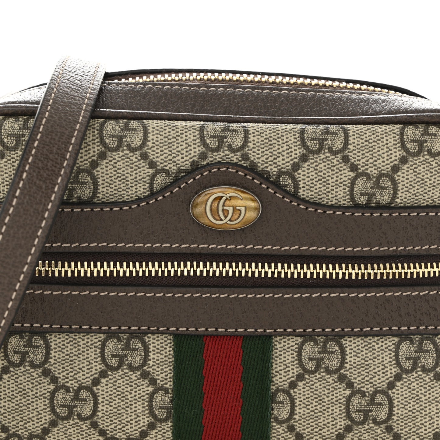 GG Supreme Monogram Web Mini Ophidia Shoulder Bag Brown