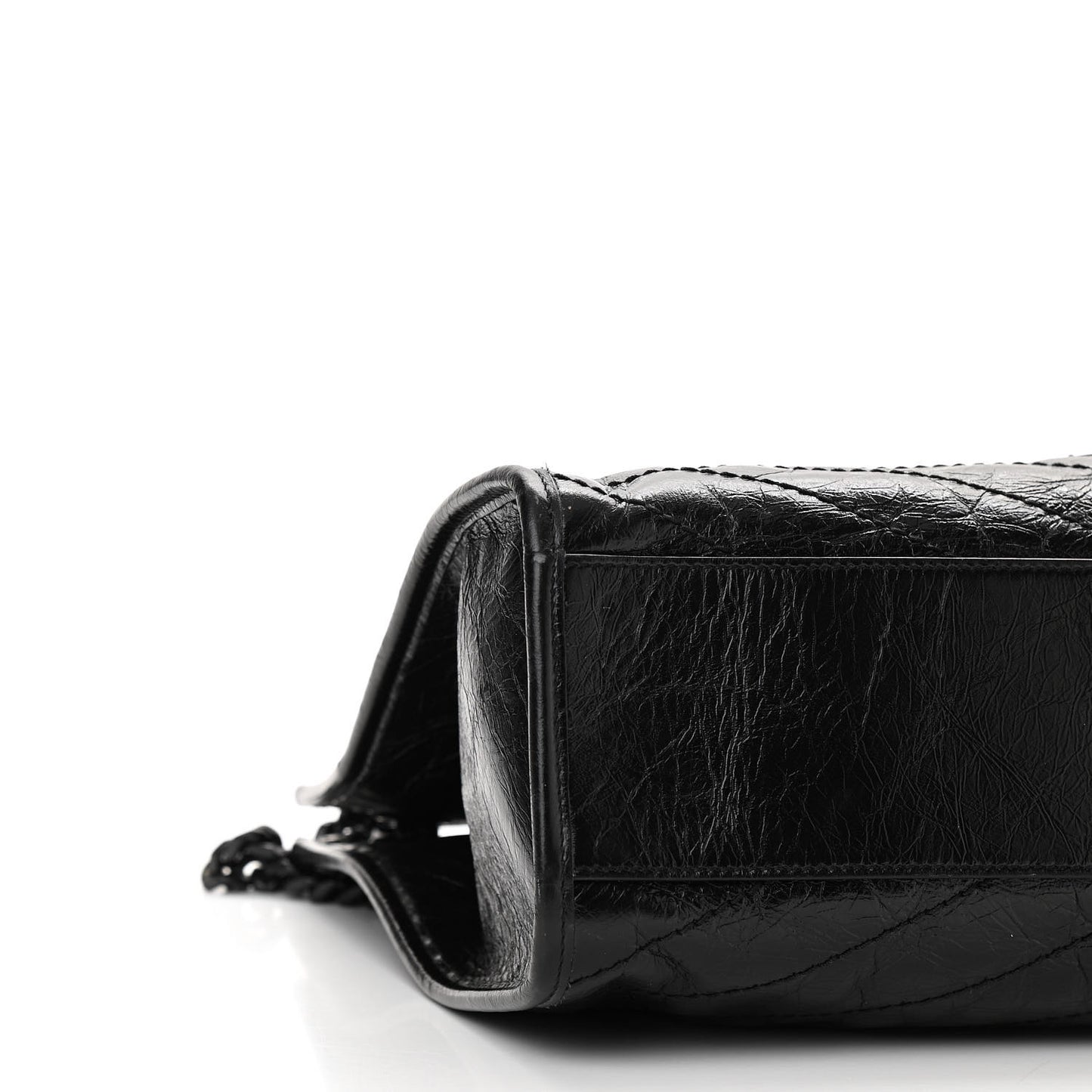 Crinkled Calfskin Matelasse Monogram Medium Niki Shopper Tote Black
