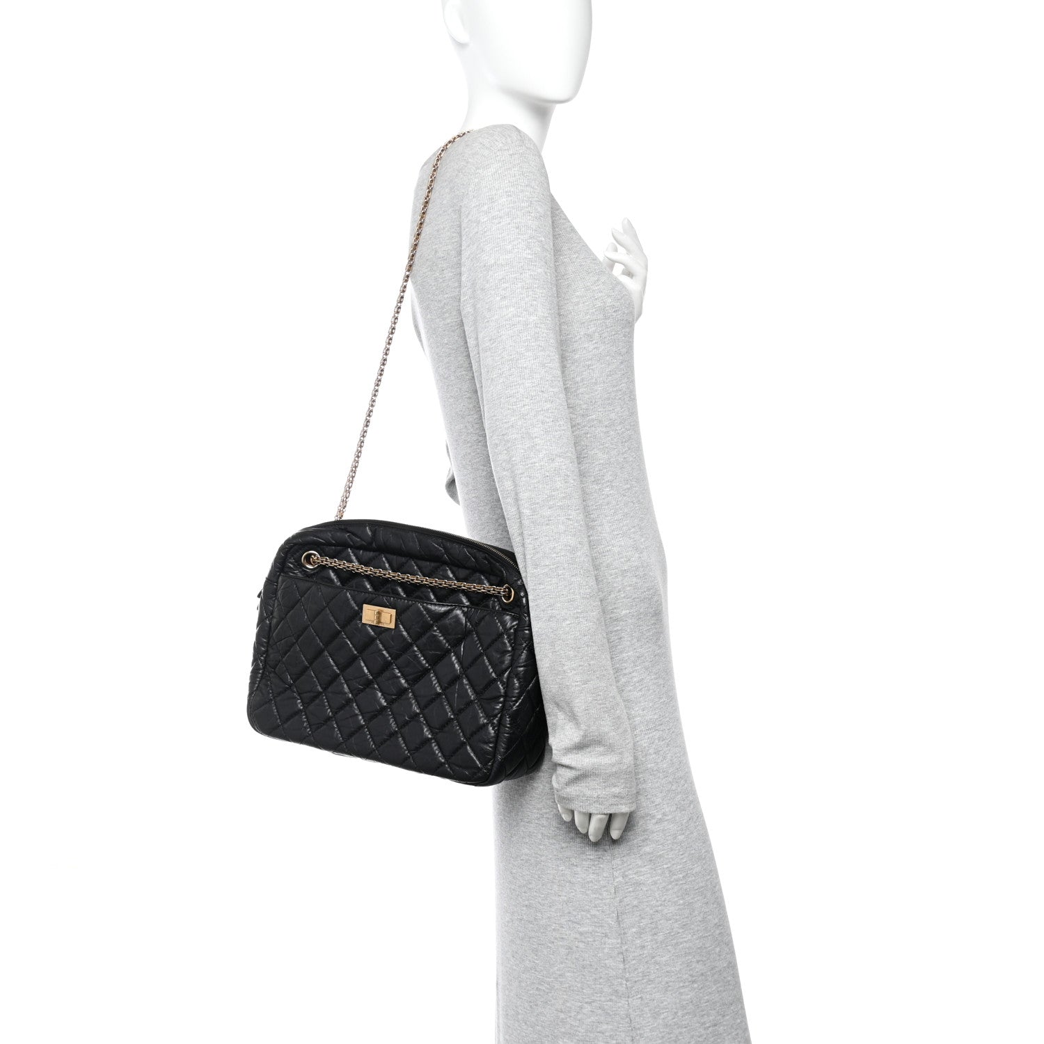 Chanel Aged Calfskin Quilted Large Reissue Camera Case Black 2 of 10
