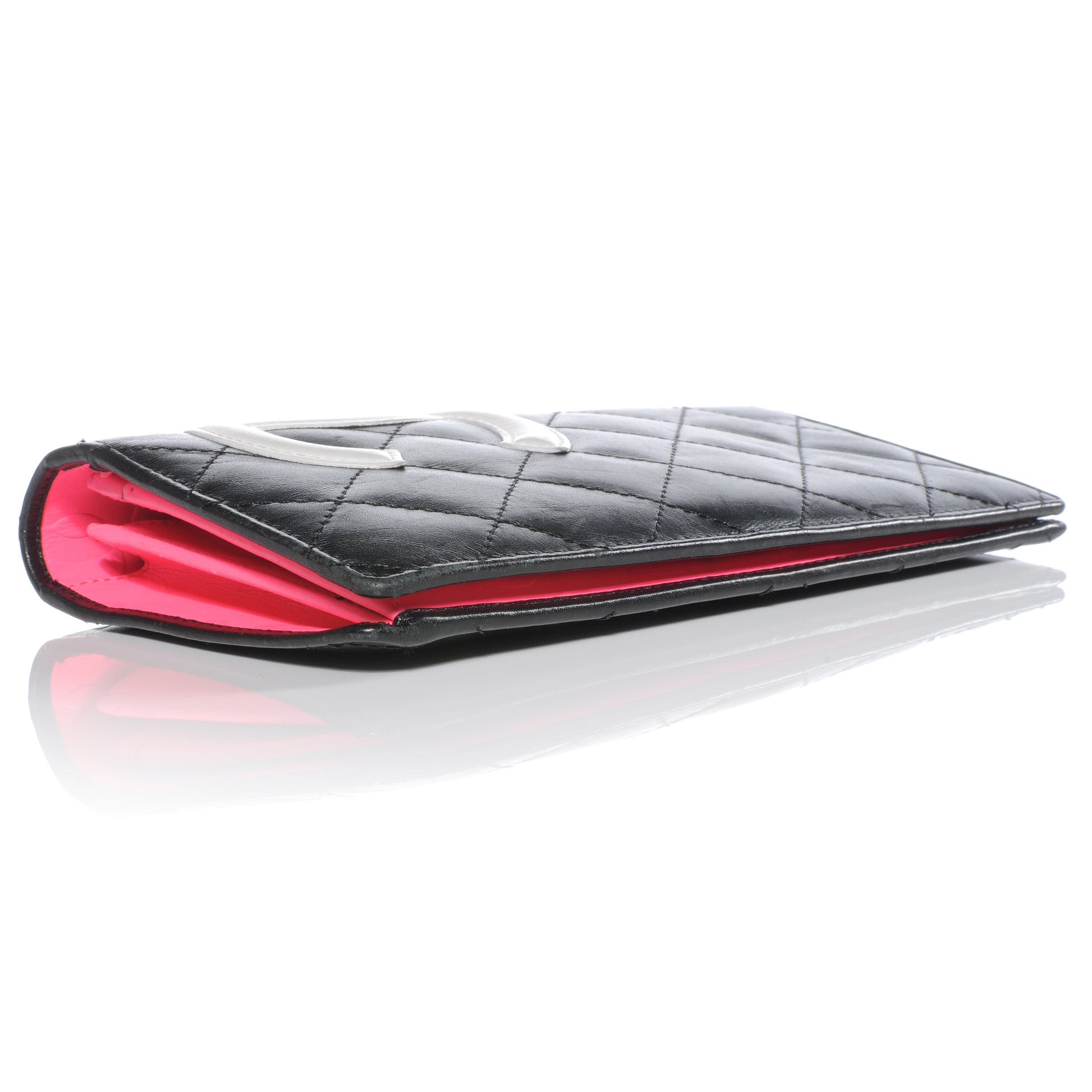 Chanel Calfskin Quilted Cambon Yen Wallet Black White 4 of 9