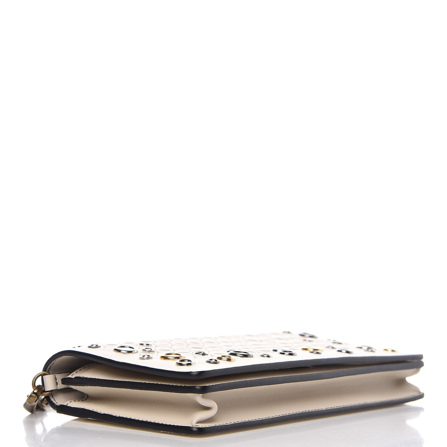 Nappa Intrecciato Studded Embellished Chain Wallet White