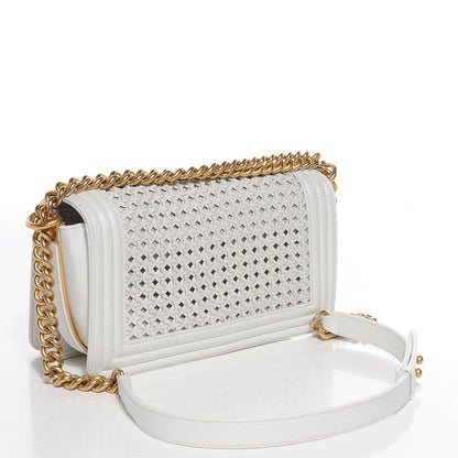 Chanel Sheepskin Braided Medium Boy Reverso Flap White 4 of 10