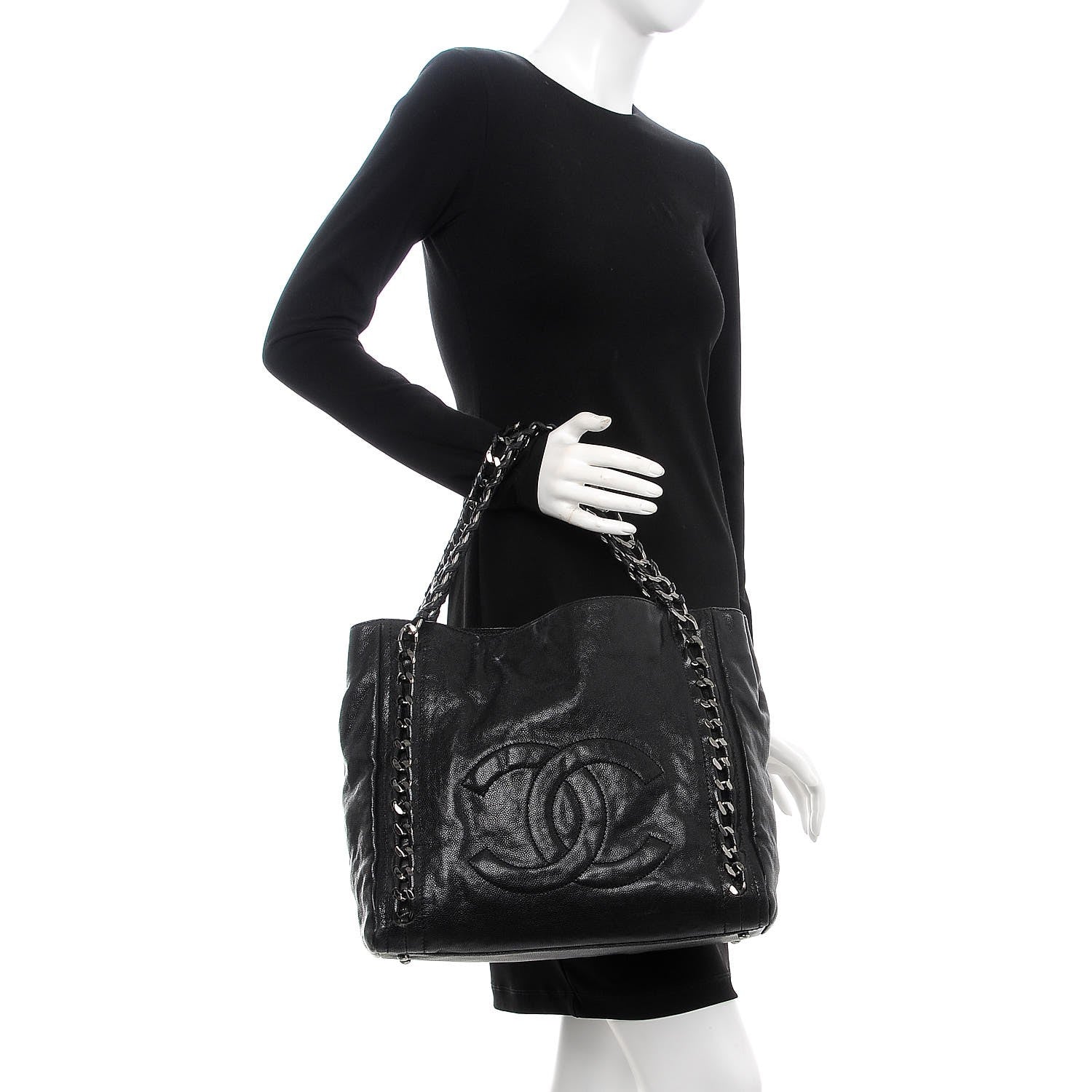 Chanel Glazed Caviar Modern Chain Tote Black 2 of 7