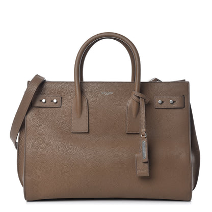 Saint Laurent Grained Calfskin Medium Souple Sac De Jour Taupe 1 of 15